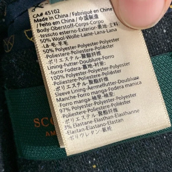 Scotch & Soda Black, Royal Blue, White Unlined Tweed 2 Button Sports Coat size M